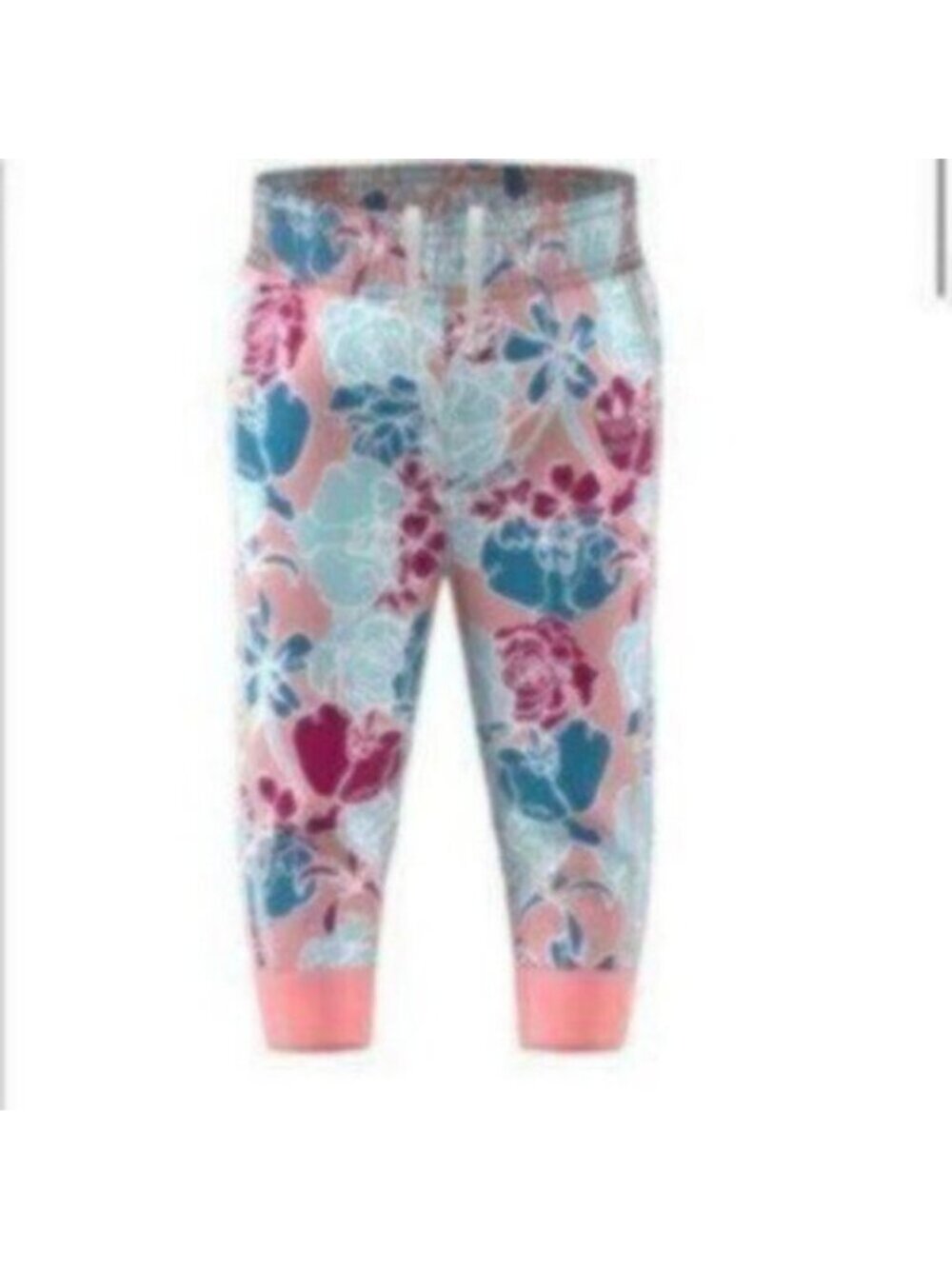 Adidas Girl's Blue & Pink Floral Infant Drawstring Track Pants Size 12 Months